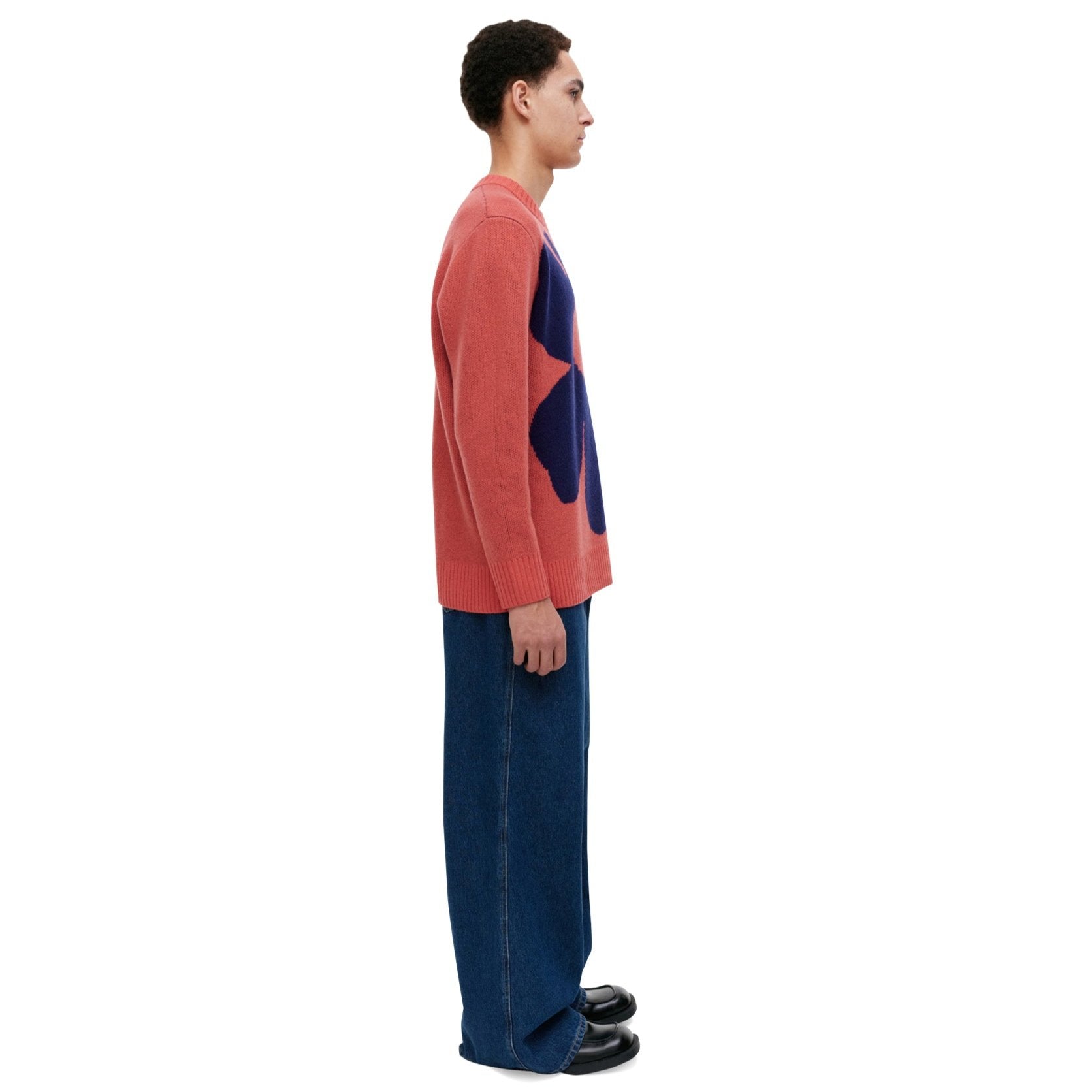 Marimkko Pehmyt Unikko Pullover Sweater Coral And Navy Eleish Van Breems Home