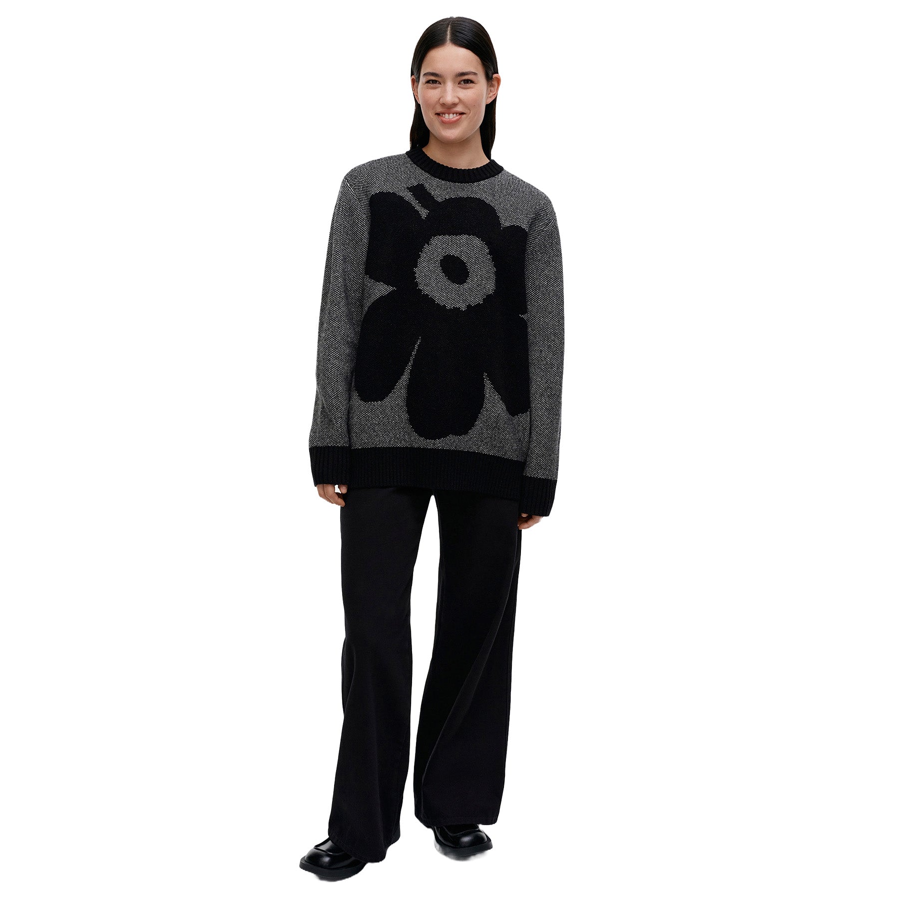 Marimekko Pehmyt Unikko Pullover Sweater Gray And Black Eleish Van Breems Home