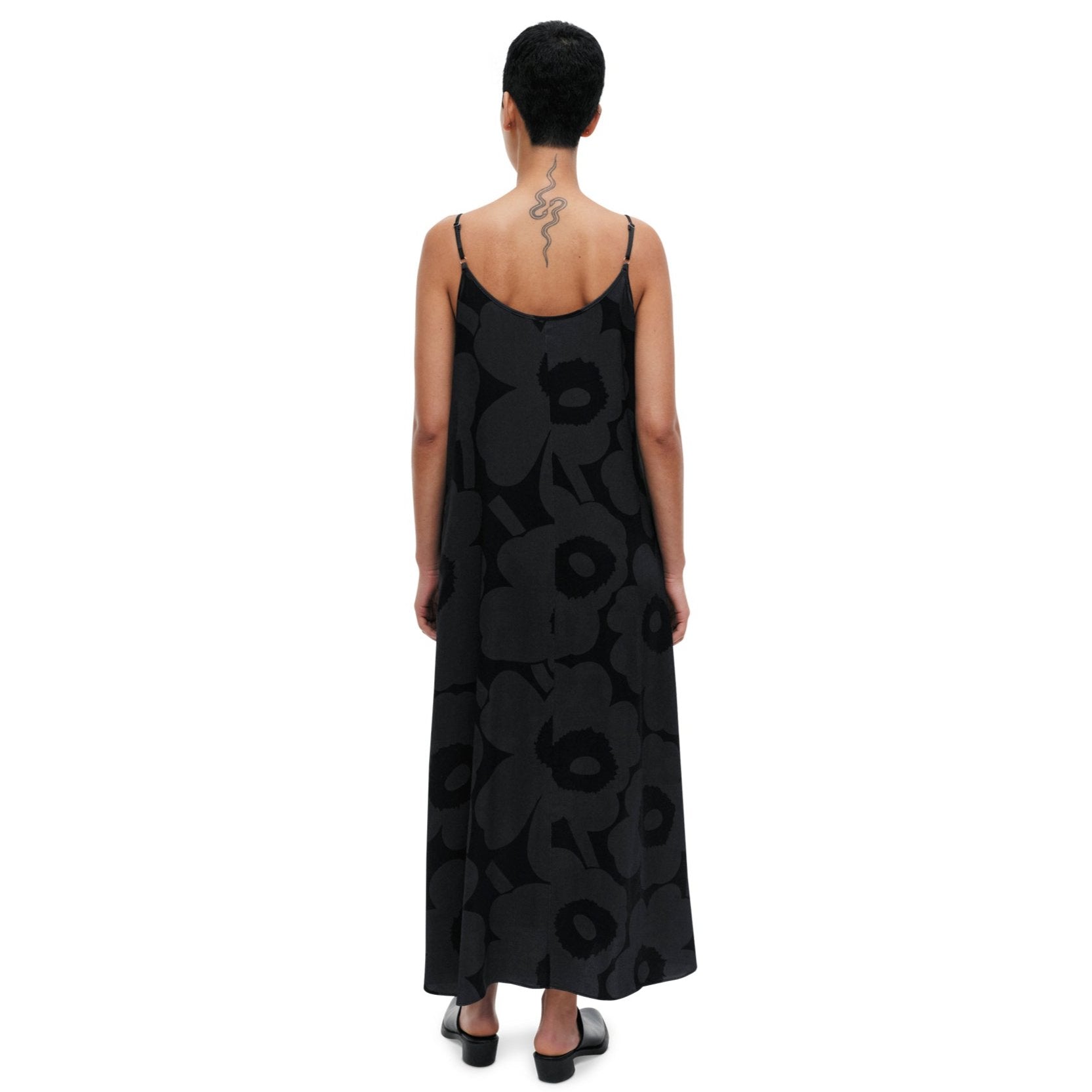 Marimekko Seurassa Unikko Satin Dress, Black & Grey - Eleish Van