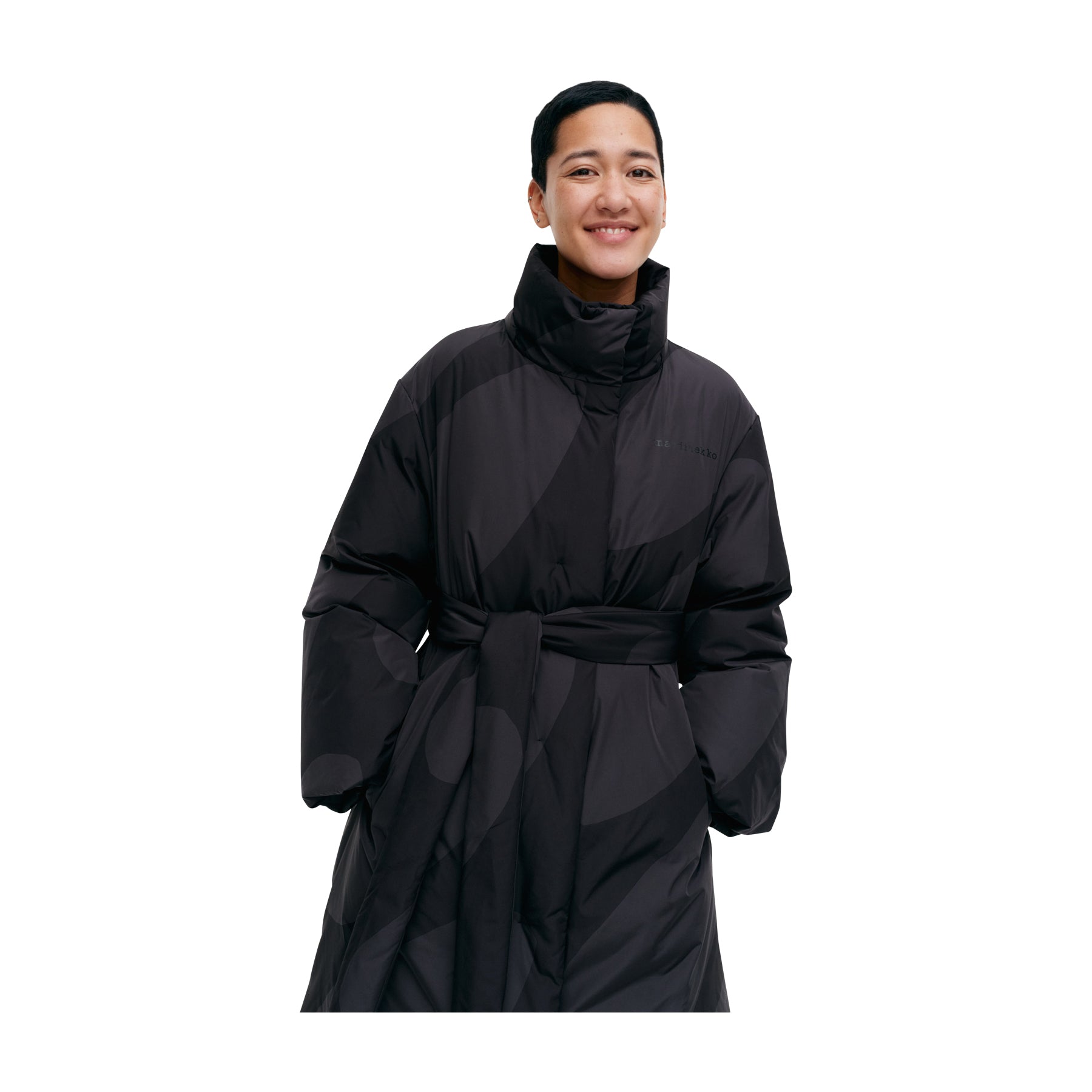 Marimekko Suoja Linssi Down Coat, Black & Charcoal Eleish Van Breems Home
