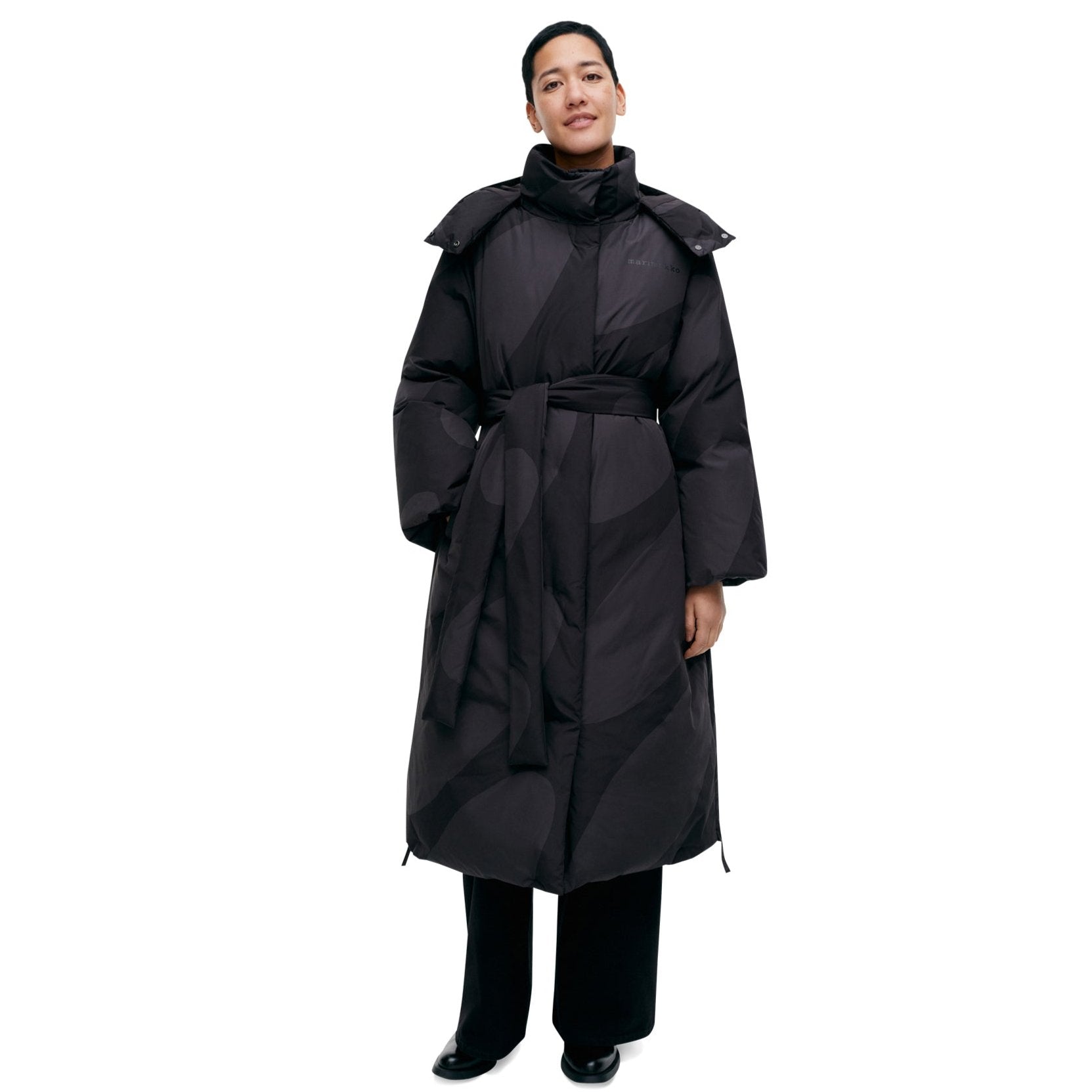 Marimekko Suoja Linssi Down Coat, Black & Charcoal Eleish Van Breems Home