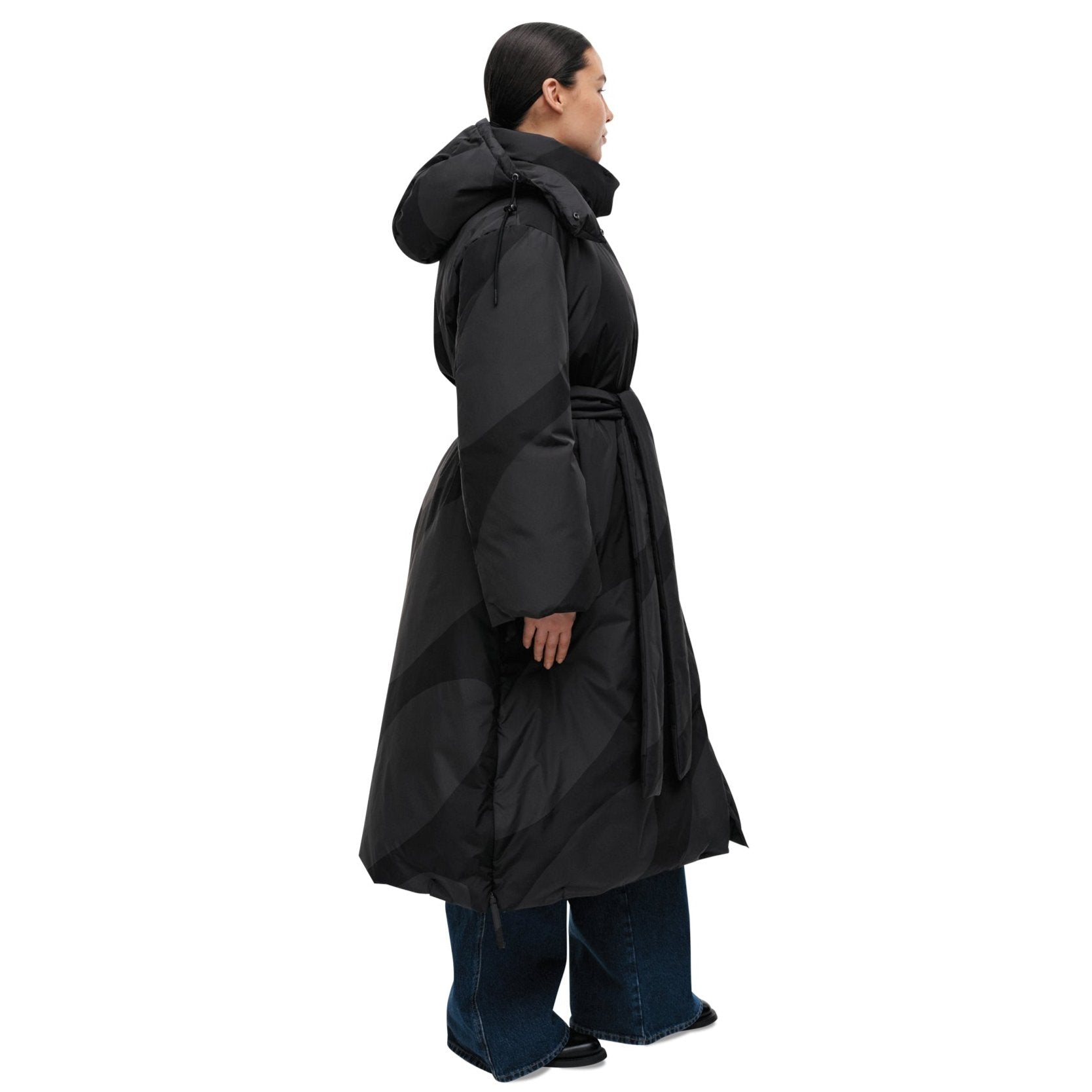 Marimekko Suoja Linssi Down Coat, Black & Charcoal - Eleish Van