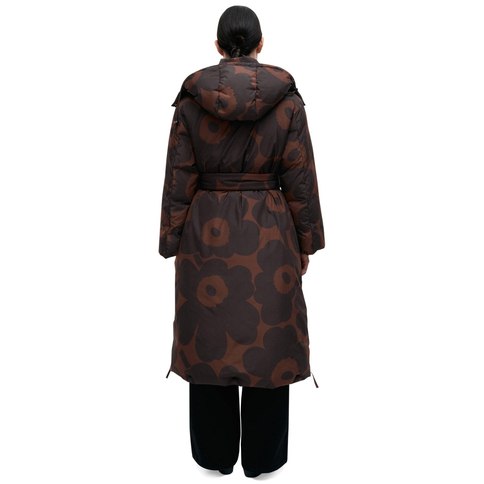 Marimekko Suoja Unikko Down Coat, Brown & Black - Eleish Van
