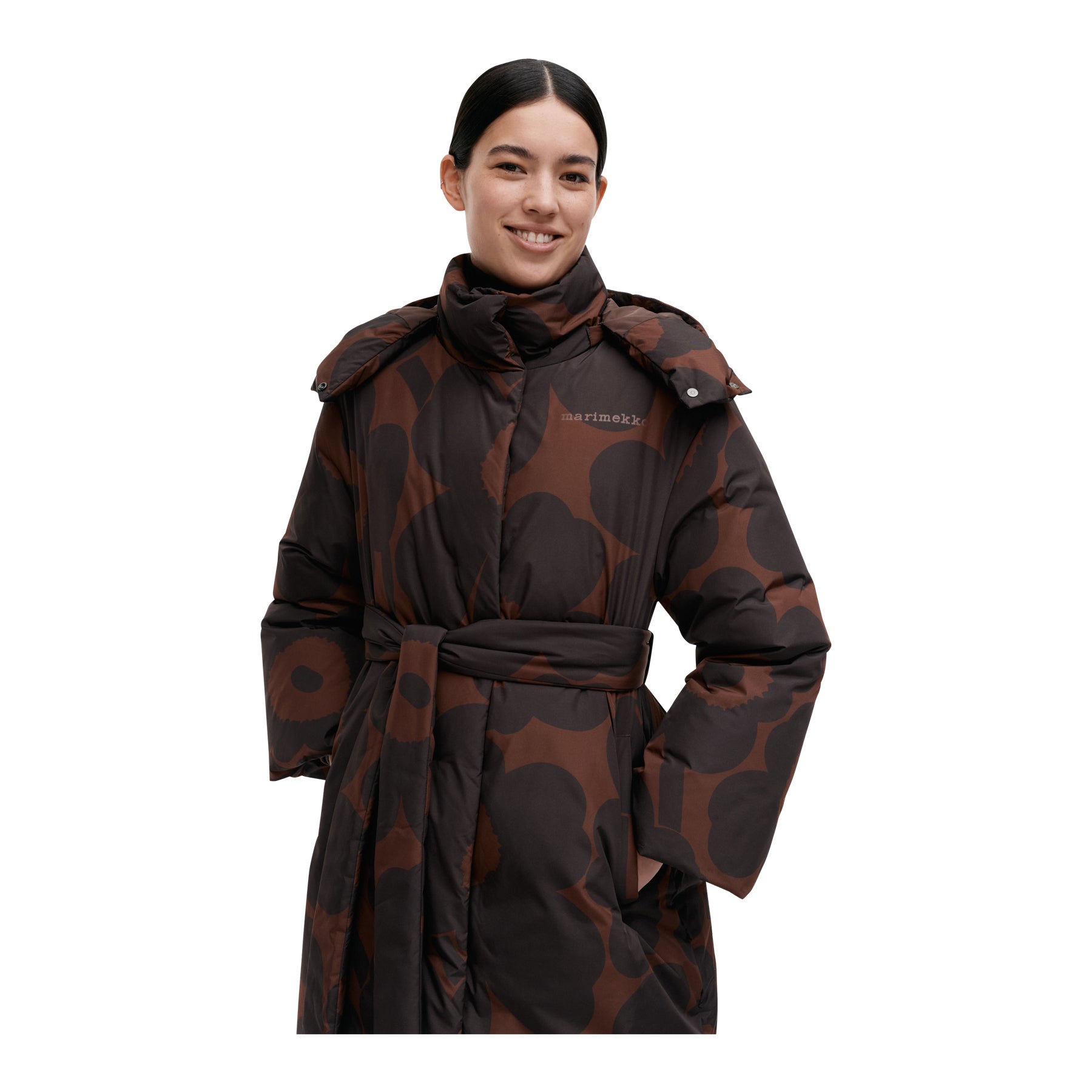 Marimekko Suoja Unikko Down Coat, Brown & Black Eleish Van Breems Home