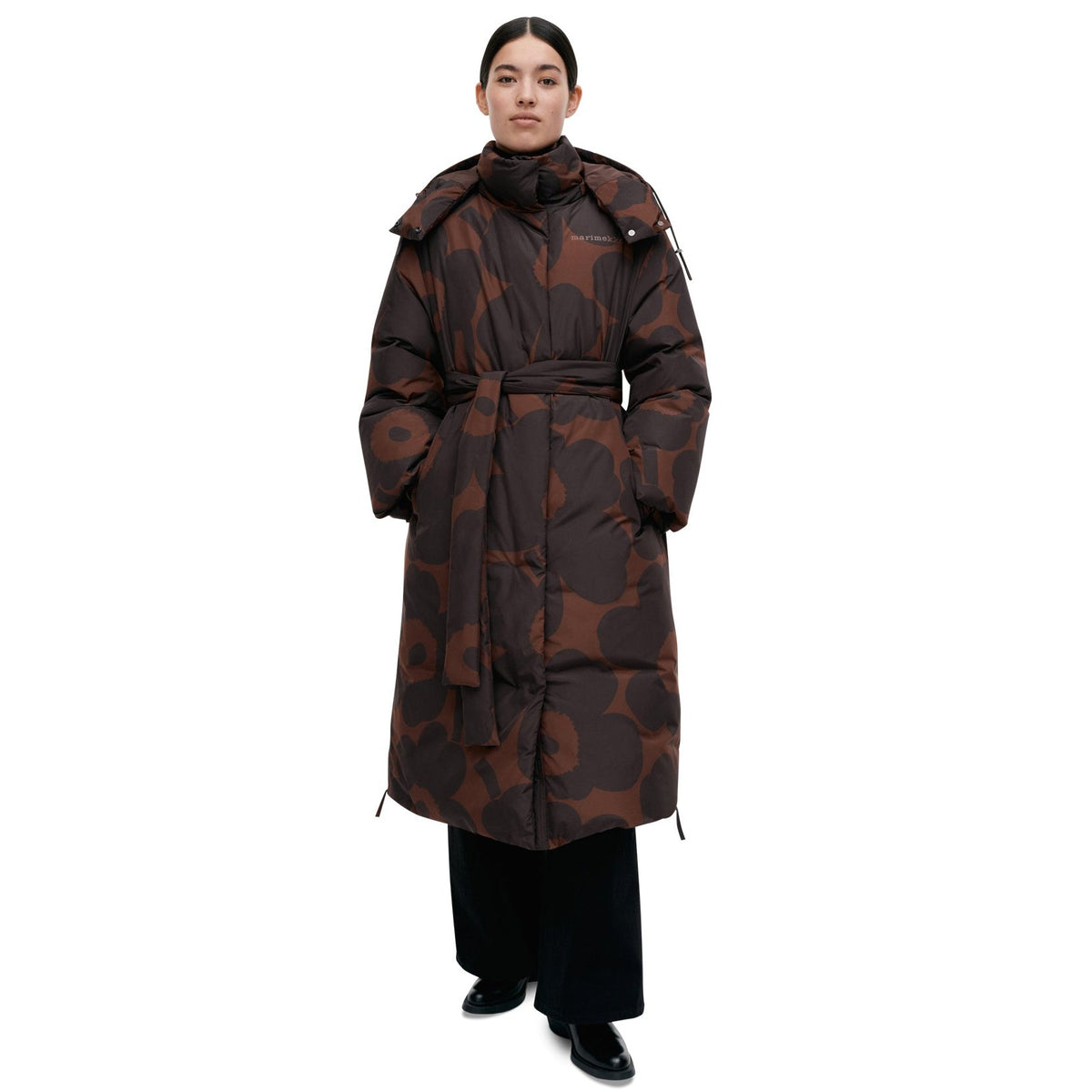 Marimekko Suoja Unikko Down Coat, Brown &amp; Black Eleish Van Breems Home