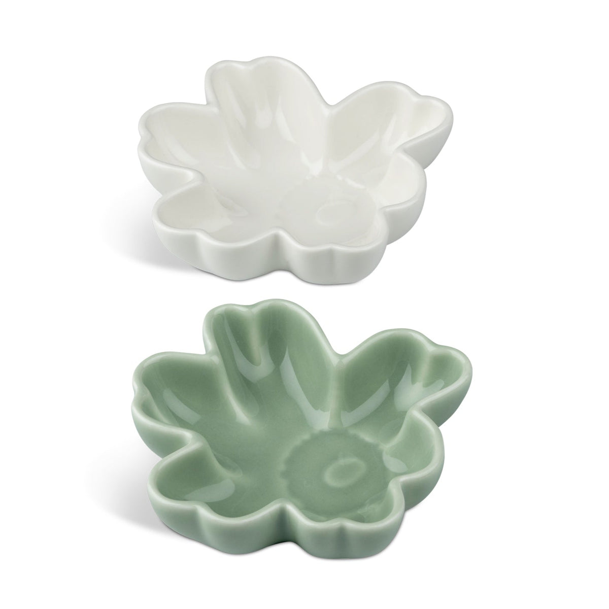 Unikko Bowls, White &amp; Light Green, Set of 2 Eleish Van Breems Home