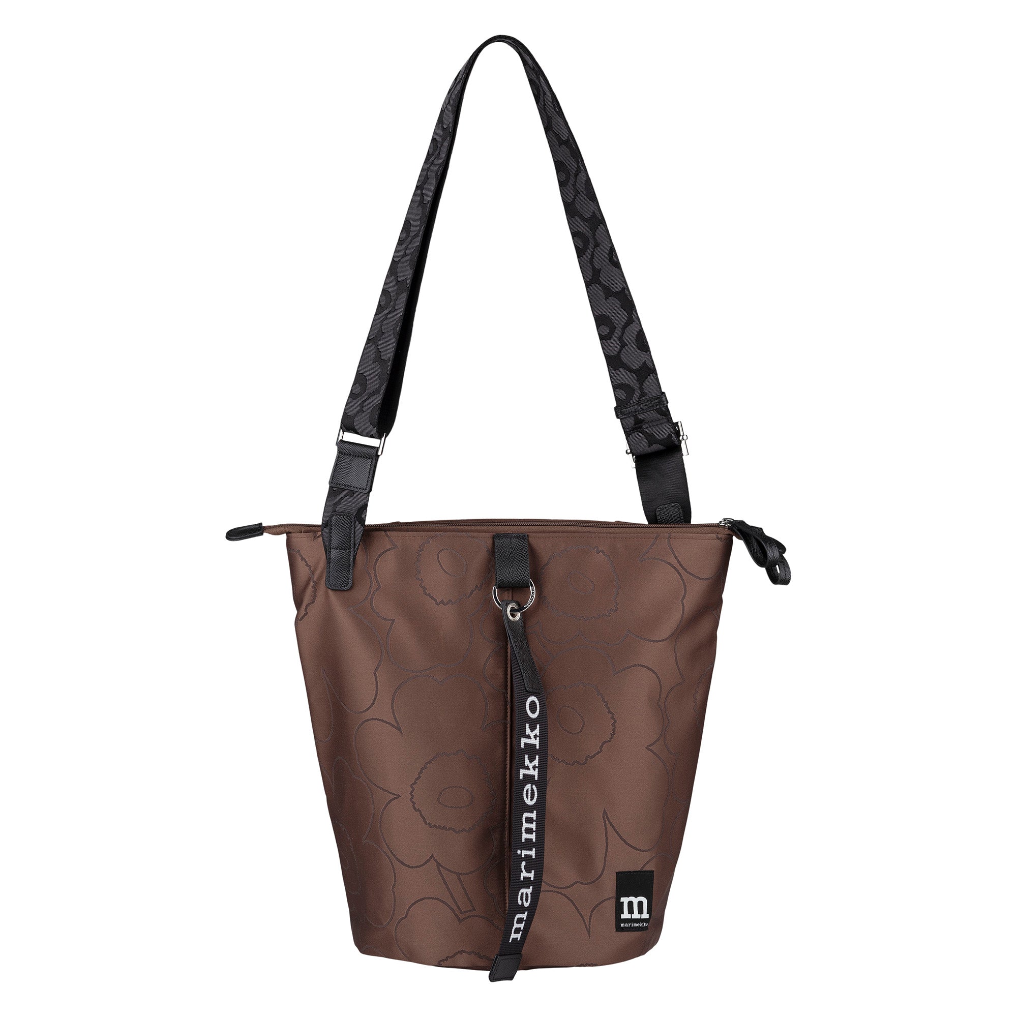 Marimekko All Day Piirto Unikko Shoulder Bucket Bag In Brown