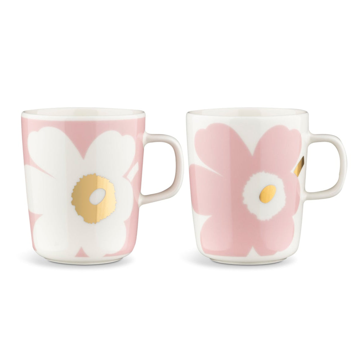 Oiva Juhla Unikko set of 2 Mugs Pink & Gold Eleish Van Breems Home