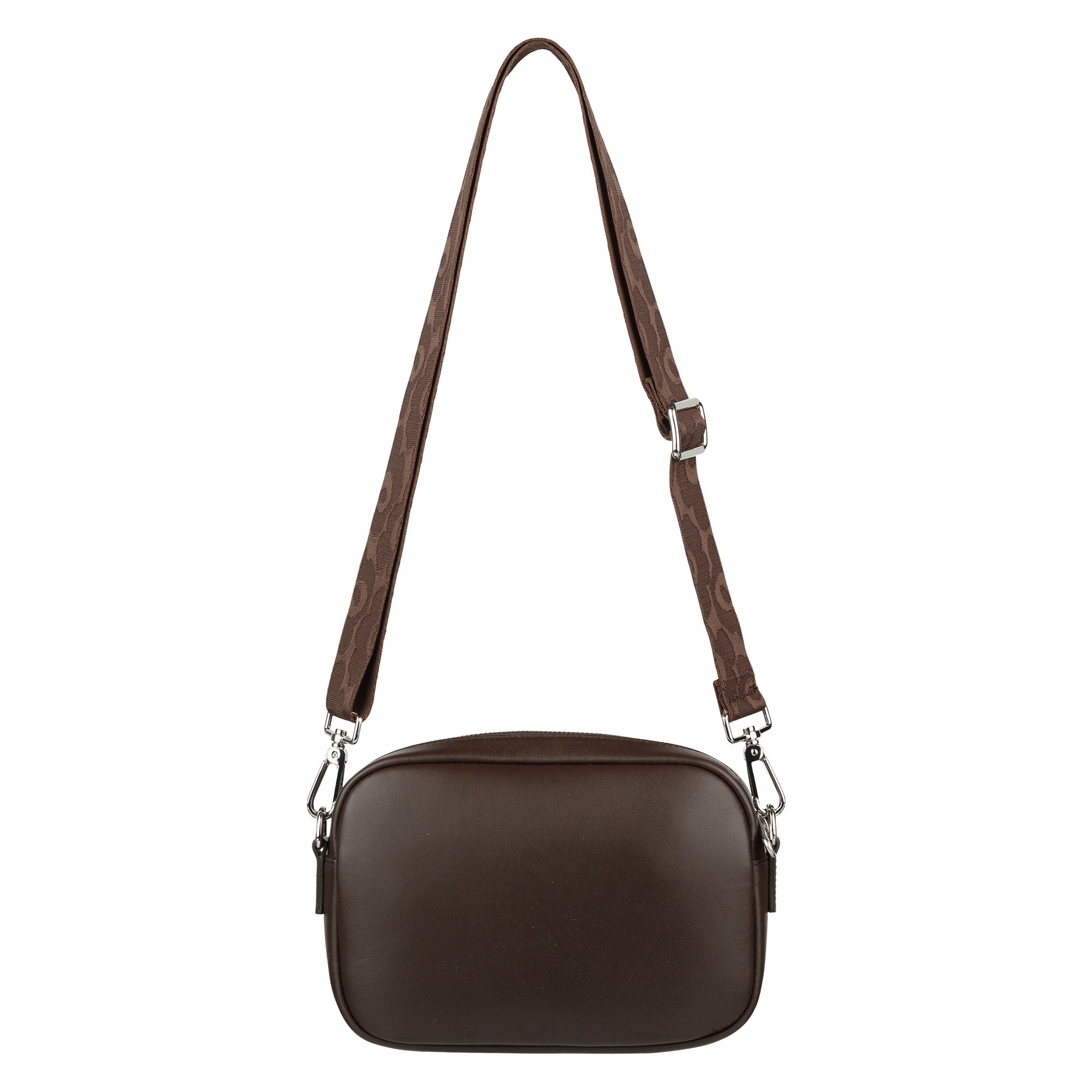 Marimekko Soft Leather Gratha Shoulder Bag, Dark Brown - Eleish