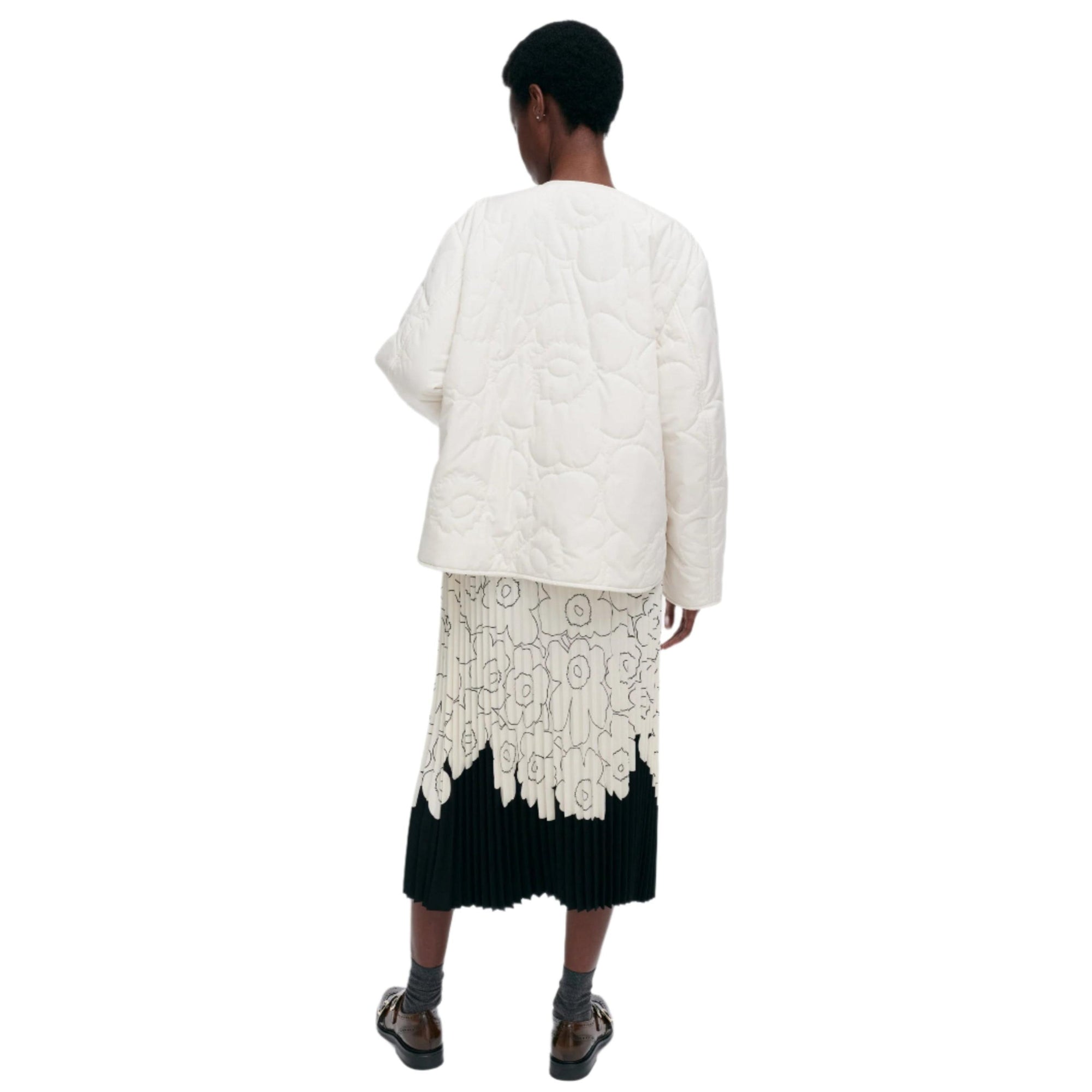 Marimekko Kapseli Piirto Unikko Lightweight Padded Coat in White Eleish Van Breems Home