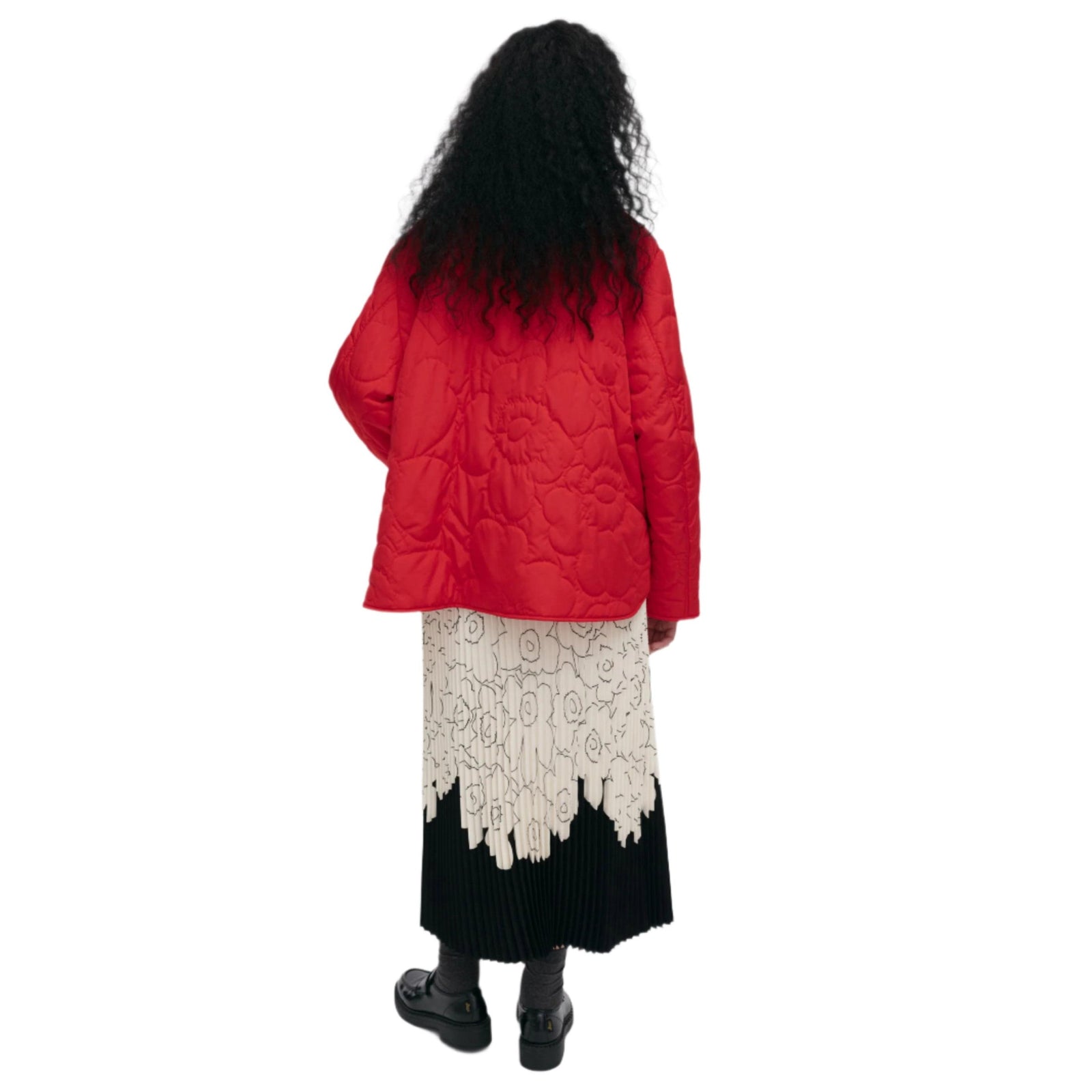 Marimekko Kapseli Piirto Unikko Lightweight Padded Coat in Red Eleish Van Breems Home