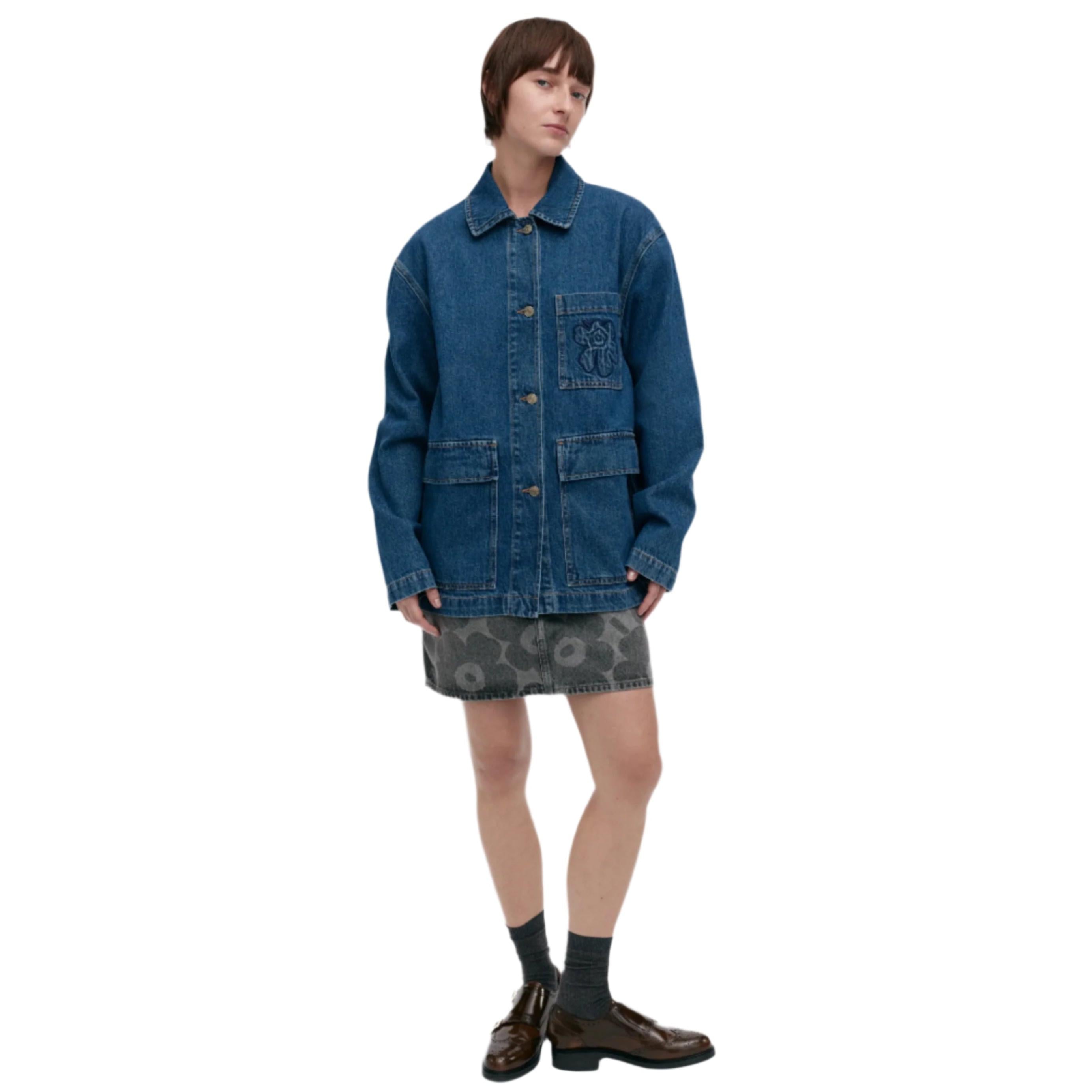 Marimekko Maridenim Poweri Unikko Blue Denim Jacket