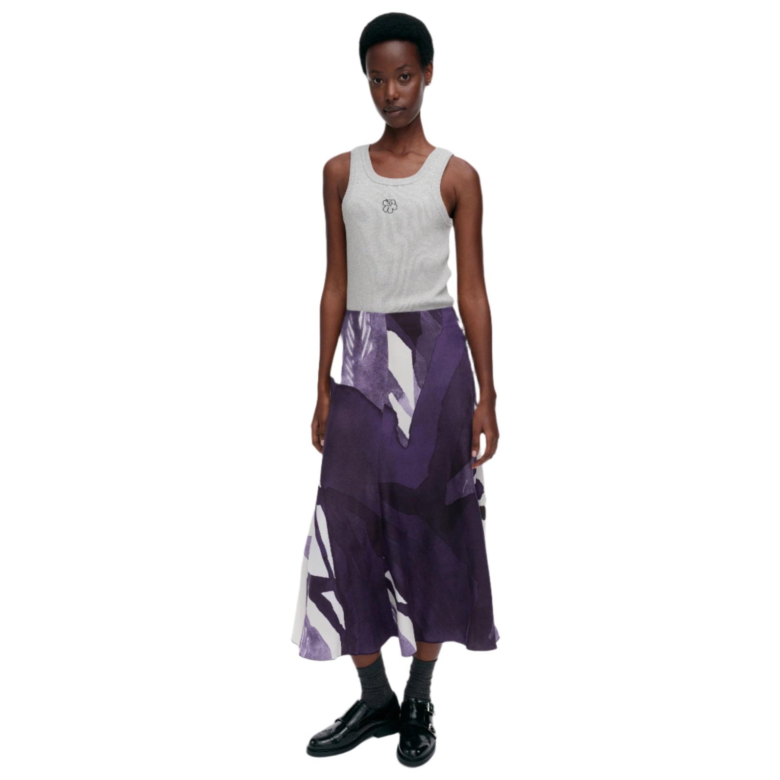 Marimekko Muovaus Kylmänkukka Skirt in Violet and Off-White Eleish Van Breems Home