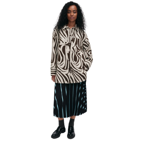 Marimekko Rakenne Jokuraita Blouse in Dark Brown and Beige