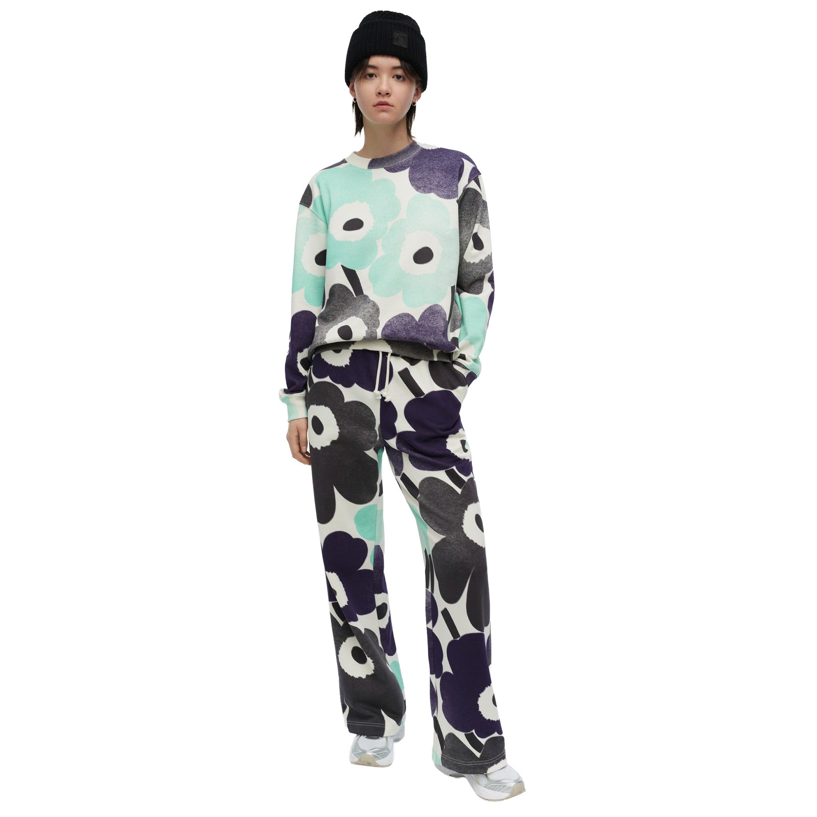 Marimekko Leiot Unikko Kioski Sweatshirt, Mint and Violet Eleish Van Breems Home