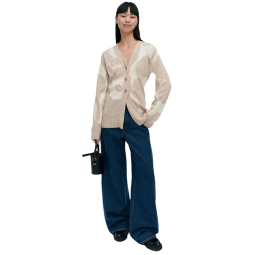 Marimekko Kumma Unikko Knitted Cardigan in Beige