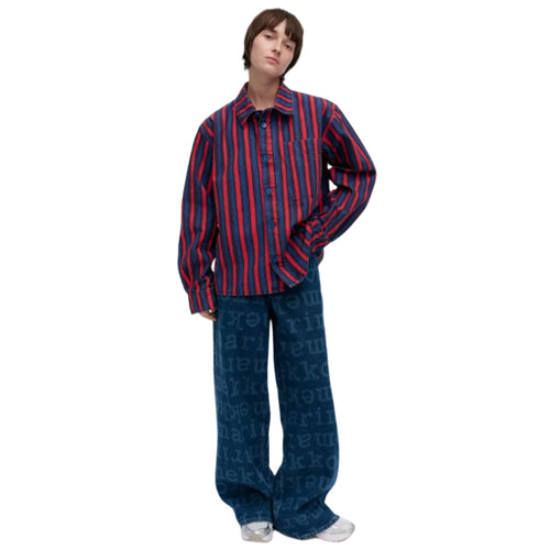 Marimekko Suure Piccolo Kioski Cotton Shirt Red & Blue