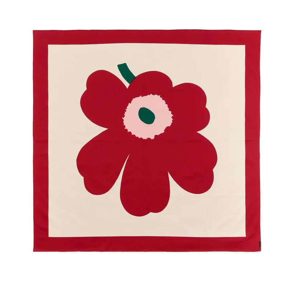 Marimekko Unikko Tablecloth in Cranberry and Rose