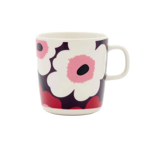 Marimekko Oiva / Unikko Mug Plum, Cranberry and Pink