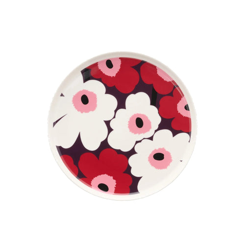 Marimekko Oiva Unikko Plate 10" Plum, Cranberry and Pink
