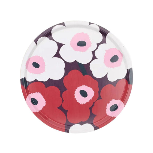 Marimekko Unikko 18" Tray in Cranberry, Plum and Rose