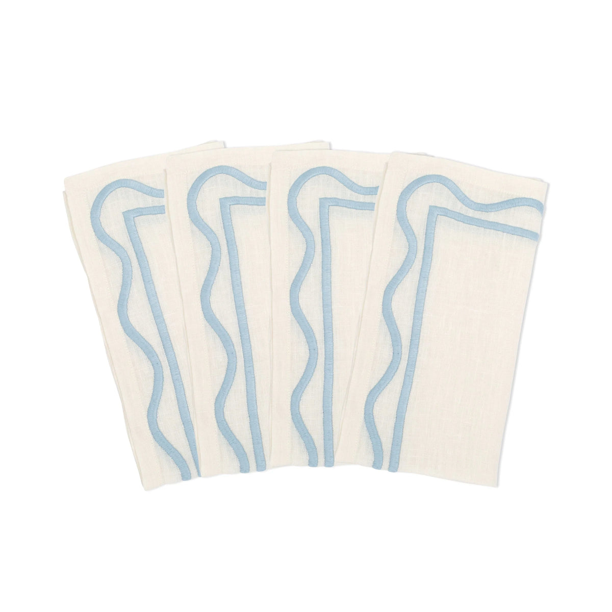 Colorblock Embroidered Linen Napkins (Set of 4) Eleish Van Breems Home