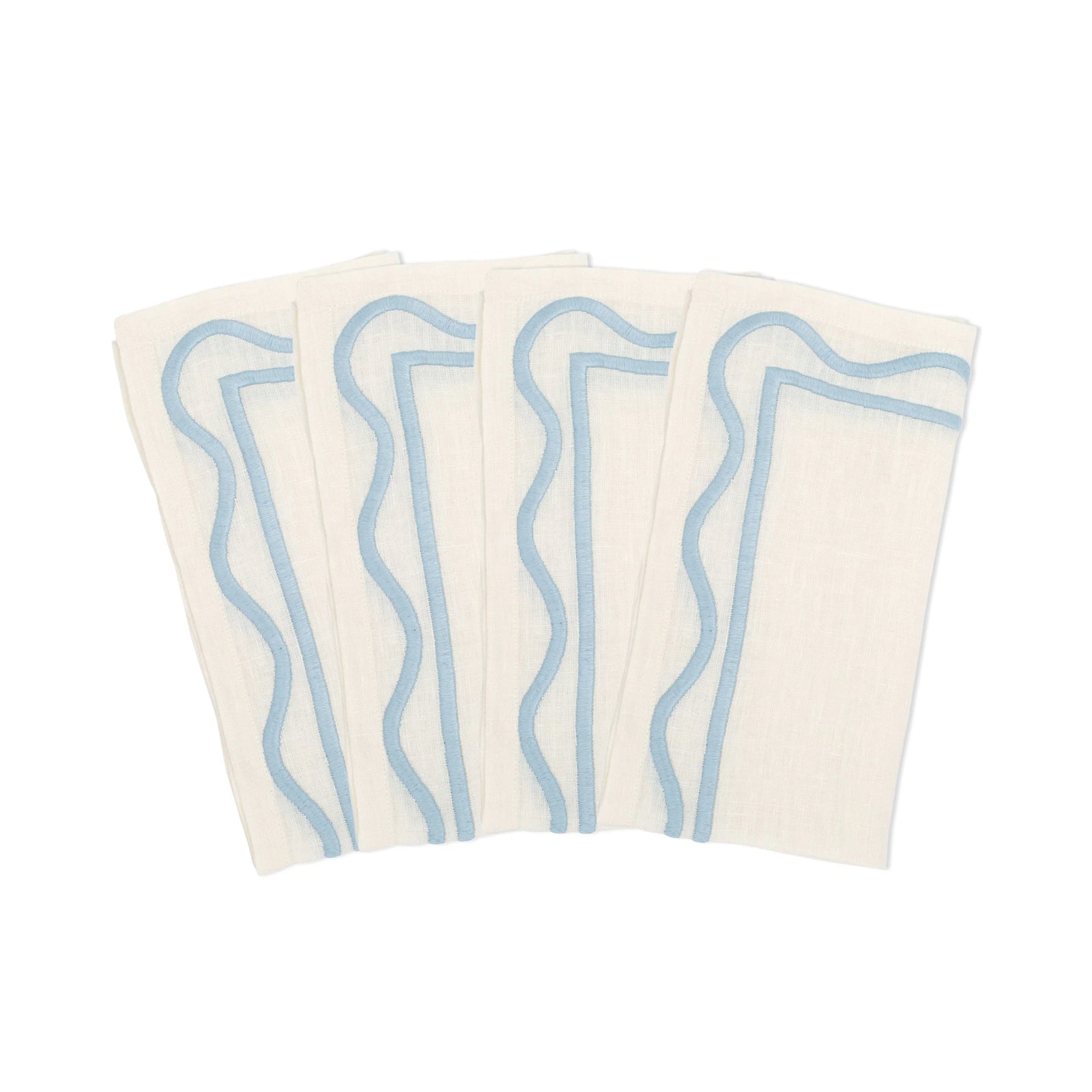 Colorblock Embroidered Linen Napkins (Set of 4) Eleish Van Breems Home