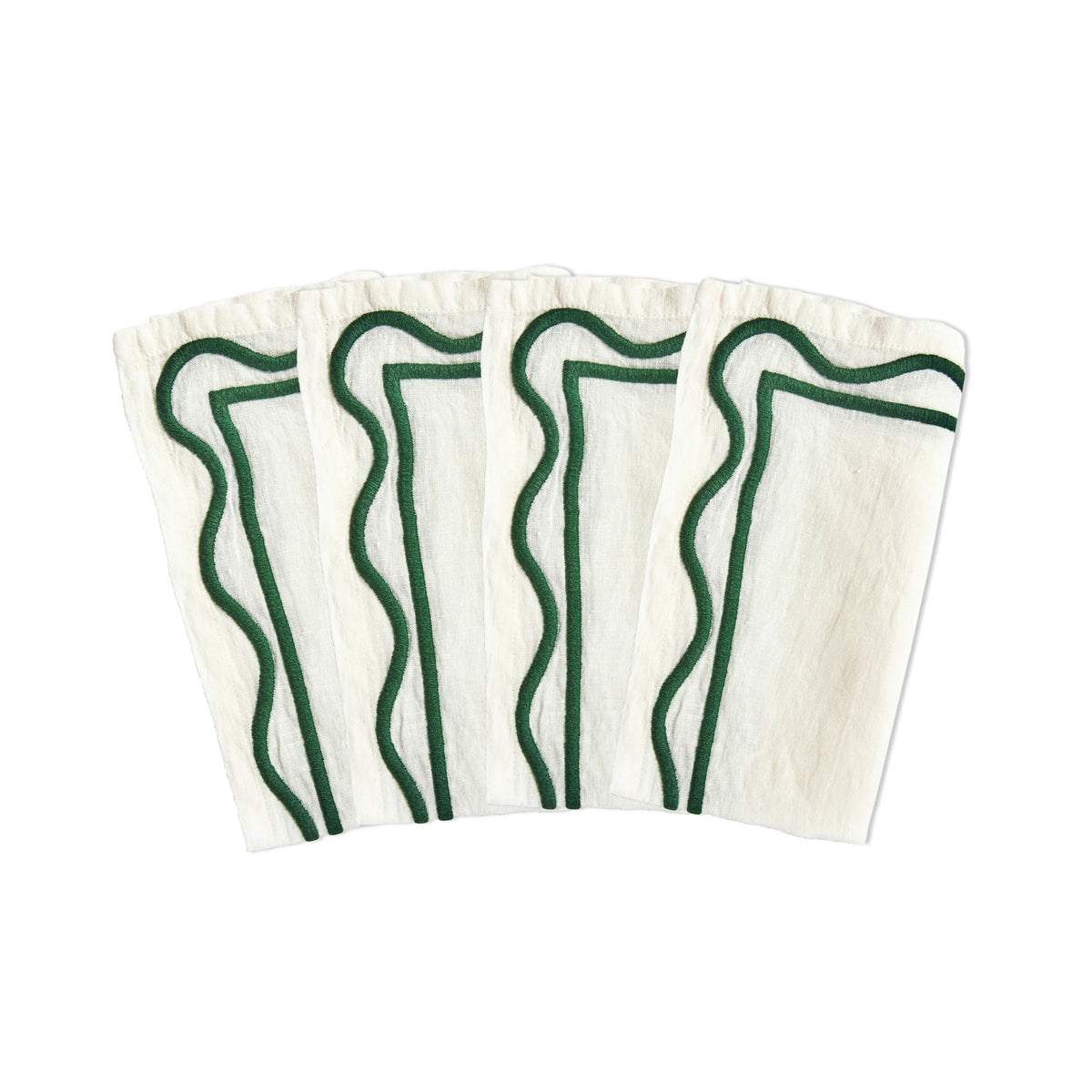 Colorblock Embroidered Linen Napkins (Set of 4) Eleish Van Breems Home