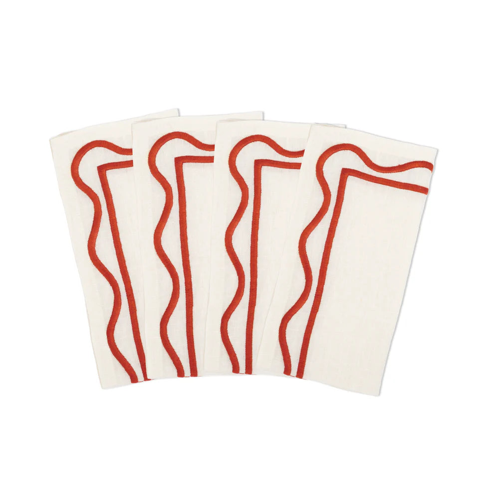 Colorblock Embroidered Linen Napkins (Set of 4) Eleish Van Breems Home