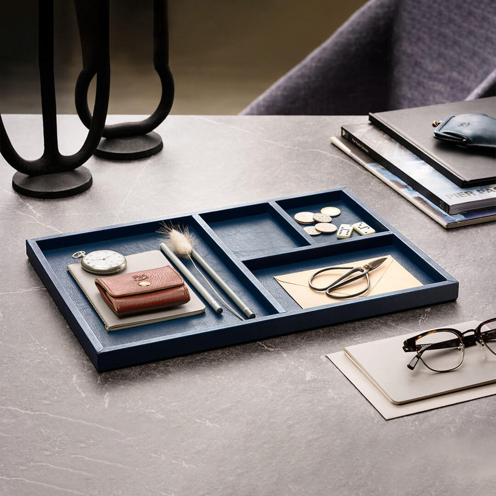 Cowhide Canteen Tray, Blu Oltremare Eleish Van Breems Home