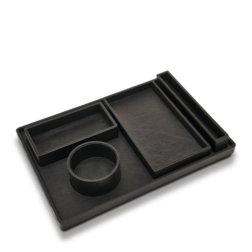 Canteen Leather Desk Set, Nero