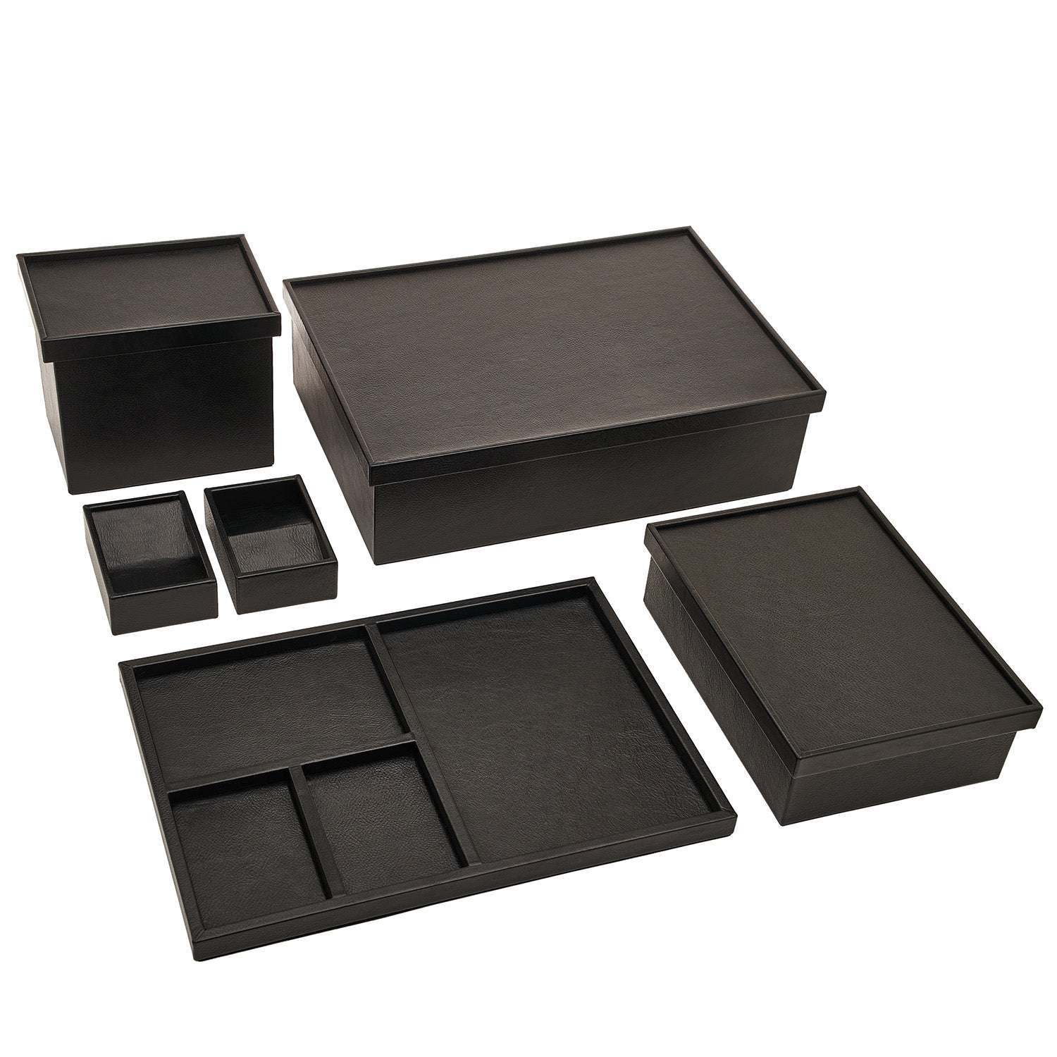 Leather Keepsake Boxes Set Of 6, Nero Eleish Van Breems Home