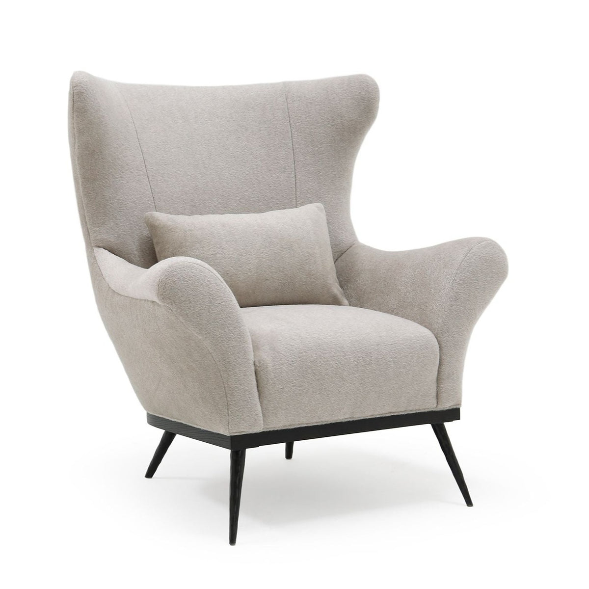 Paola Club Wing Chair Walnut in Fabric Stonewash Linen Natural Eleish Van Breems Home