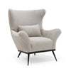 Paola Club Wing Chair Walnut in Fabric Stonewash Linen Natural