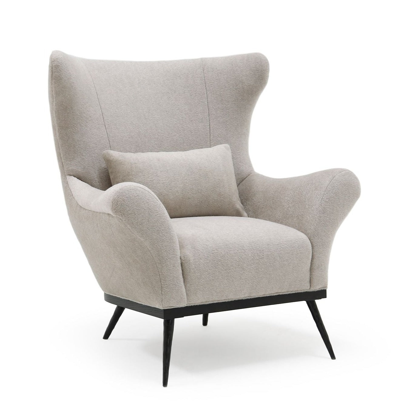 Paola Club Wing Chair Walnut in Fabric Stonewash Linen Natural Eleish Van Breems Home
