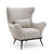Paola Club Wing Chair Walnut in Fabric Stonewash Linen Natural