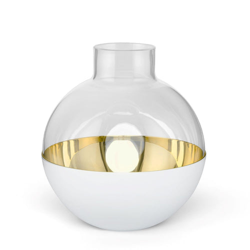 Pomme Brass Vase, White, Medium
