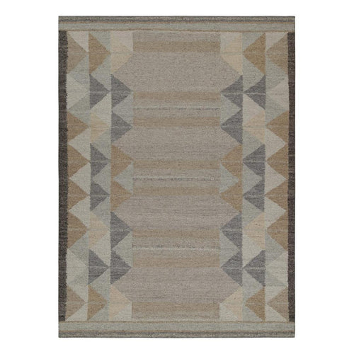 Scandinavian Geometric Rug With Gray, Blue & Beige