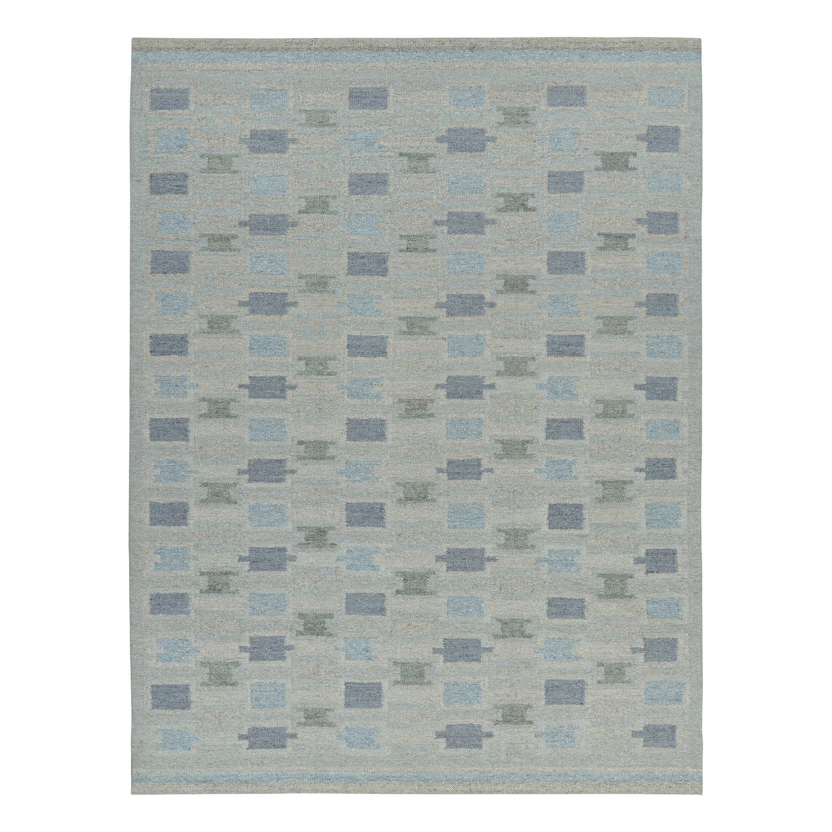 Scandinavian Geometric Rug In Blue Tones 10'6" X 13'10" Eleish Van Breems Home