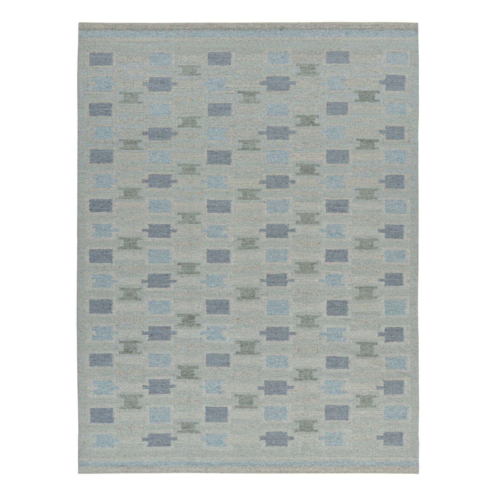 Scandinavian Geometric Rug In Blue Tones 10'6" X 13'10" Eleish Van Breems Home