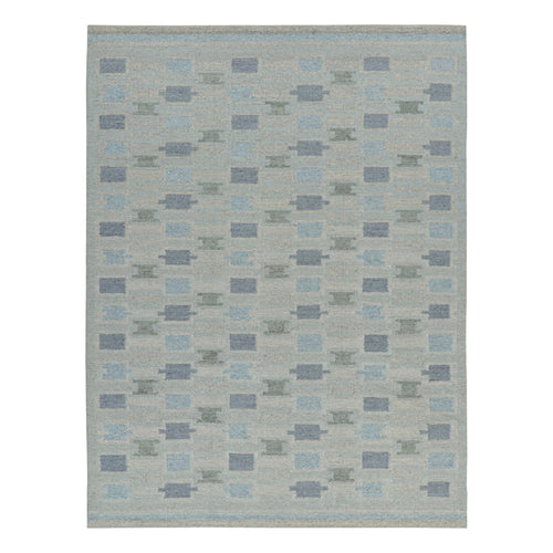 Scandinavian Geometric Rug In Blue Tones