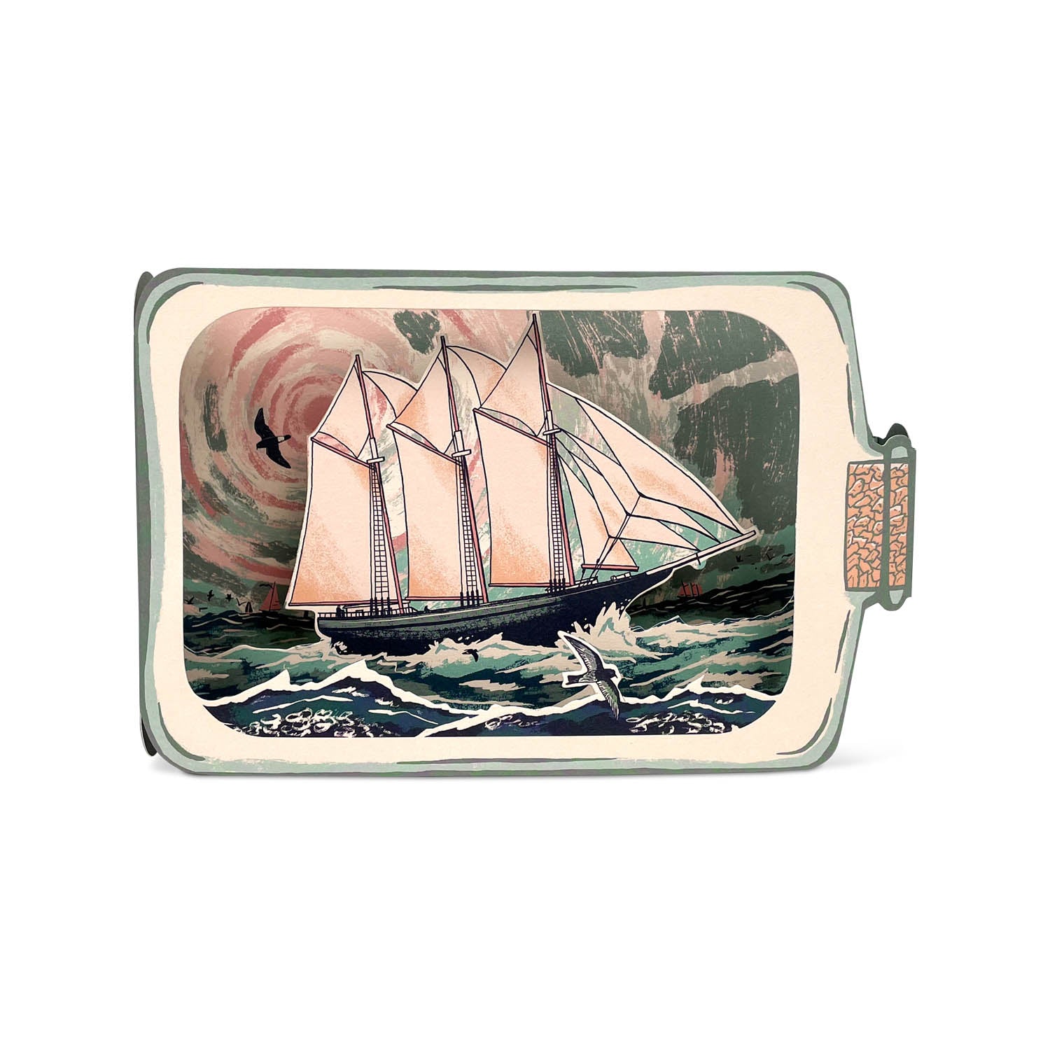 Schooner In A Bottle 3D Card Eleish Van Breems Home