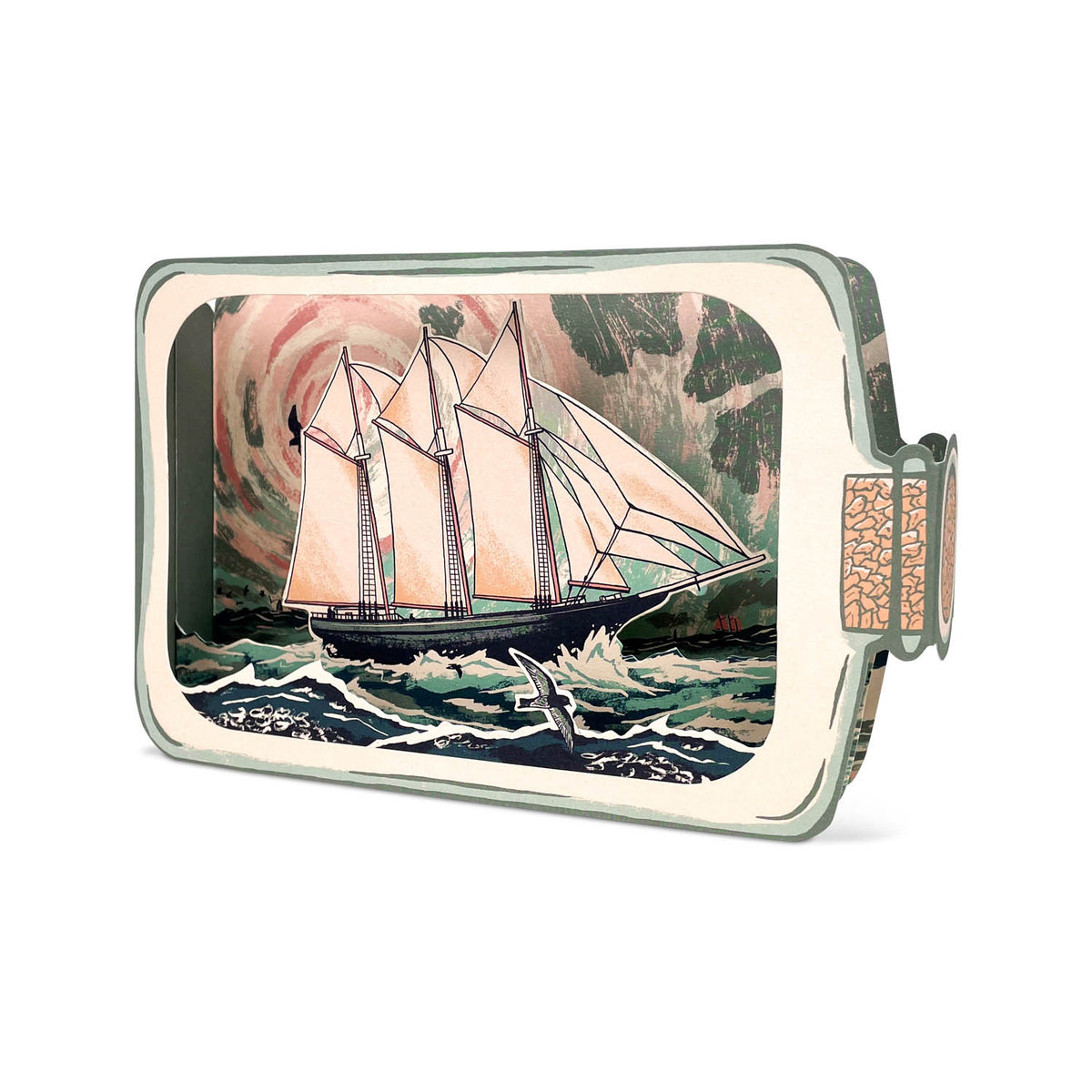Schooner In A Bottle 3D Card Eleish Van Breems Home