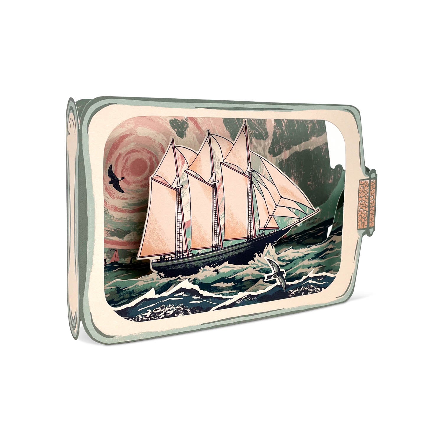 Schooner In A Bottle 3D Card Eleish Van Breems Home