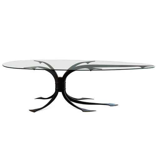 Glass Table With Iron Base