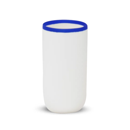 Tina Frey Design Ligne Tall White Cup With Cobalt Rim