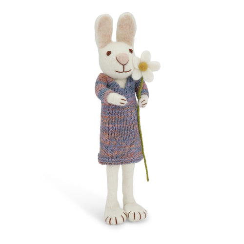 White Bunny With Multicolored Dress & Marguerite, Big