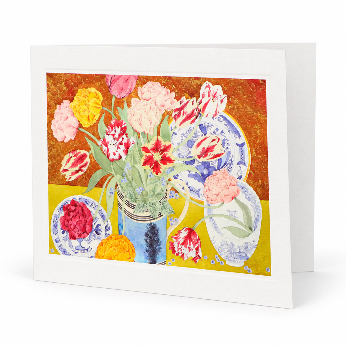 Tulips and Blue China Greeting Card Eleish Van Breems Home