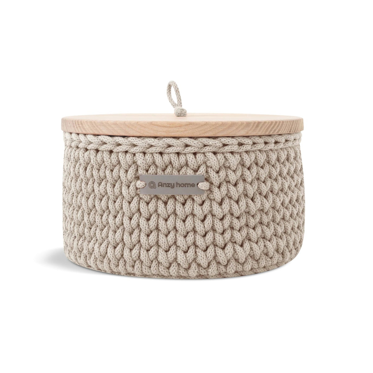 Round Storage Basket with Wood Lid, Large Eleish Van Breems Home