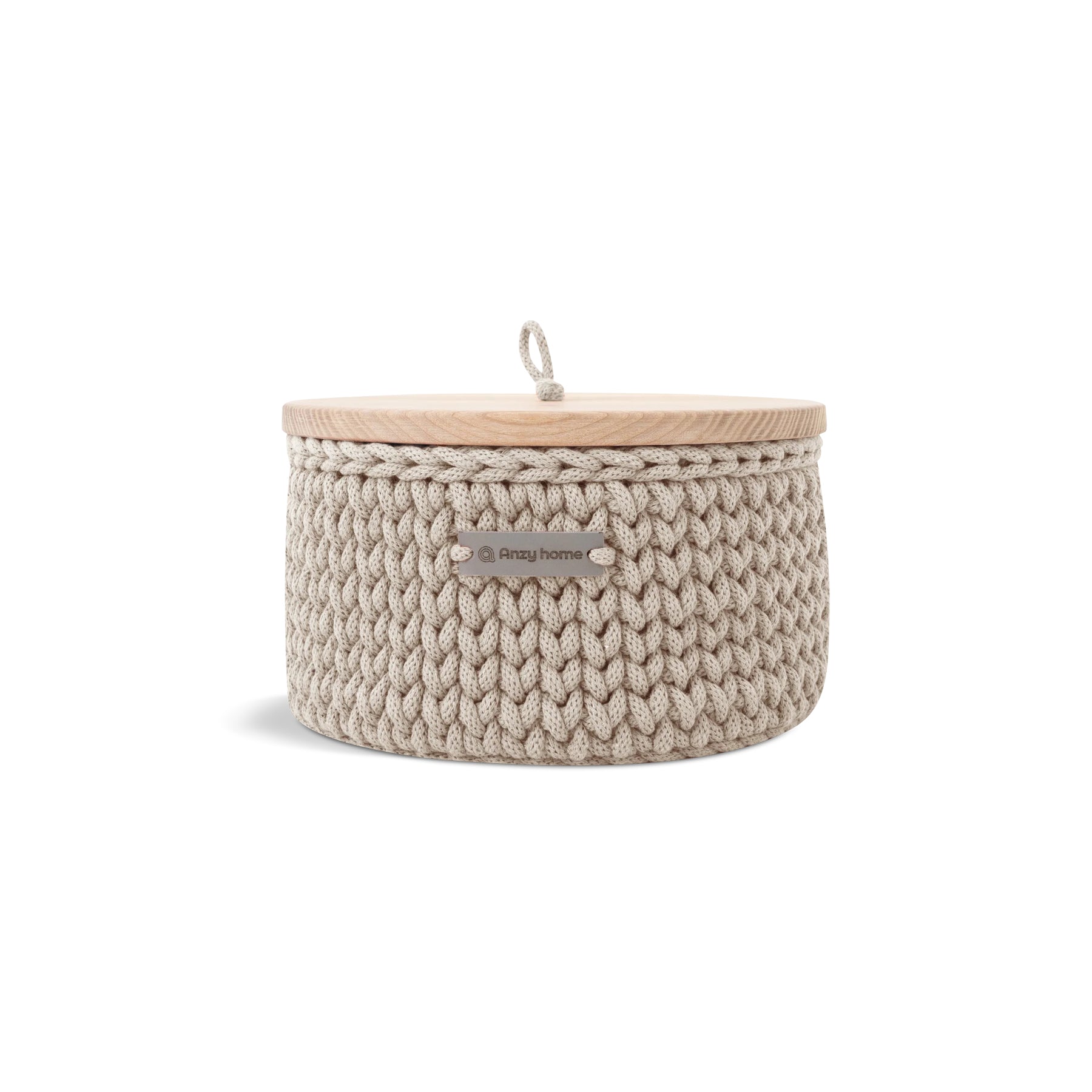 Round Storage Basket with Wood Lid, Medium Eleish Van Breems Home
